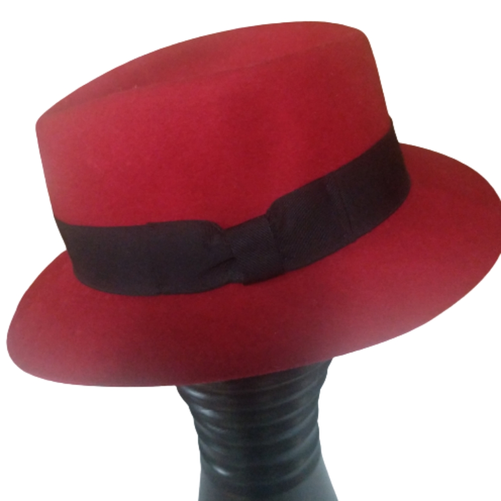 Red Vintage Fedora Hat Red Wool